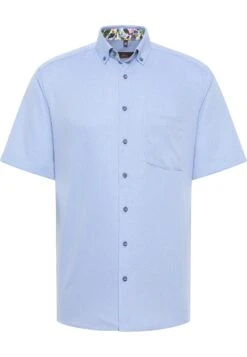 Eterna Strukturiertes Kurzarm Modern Fit - Overhemd - Blau -Eterna 597da7acf5664ea682909f814b043f21