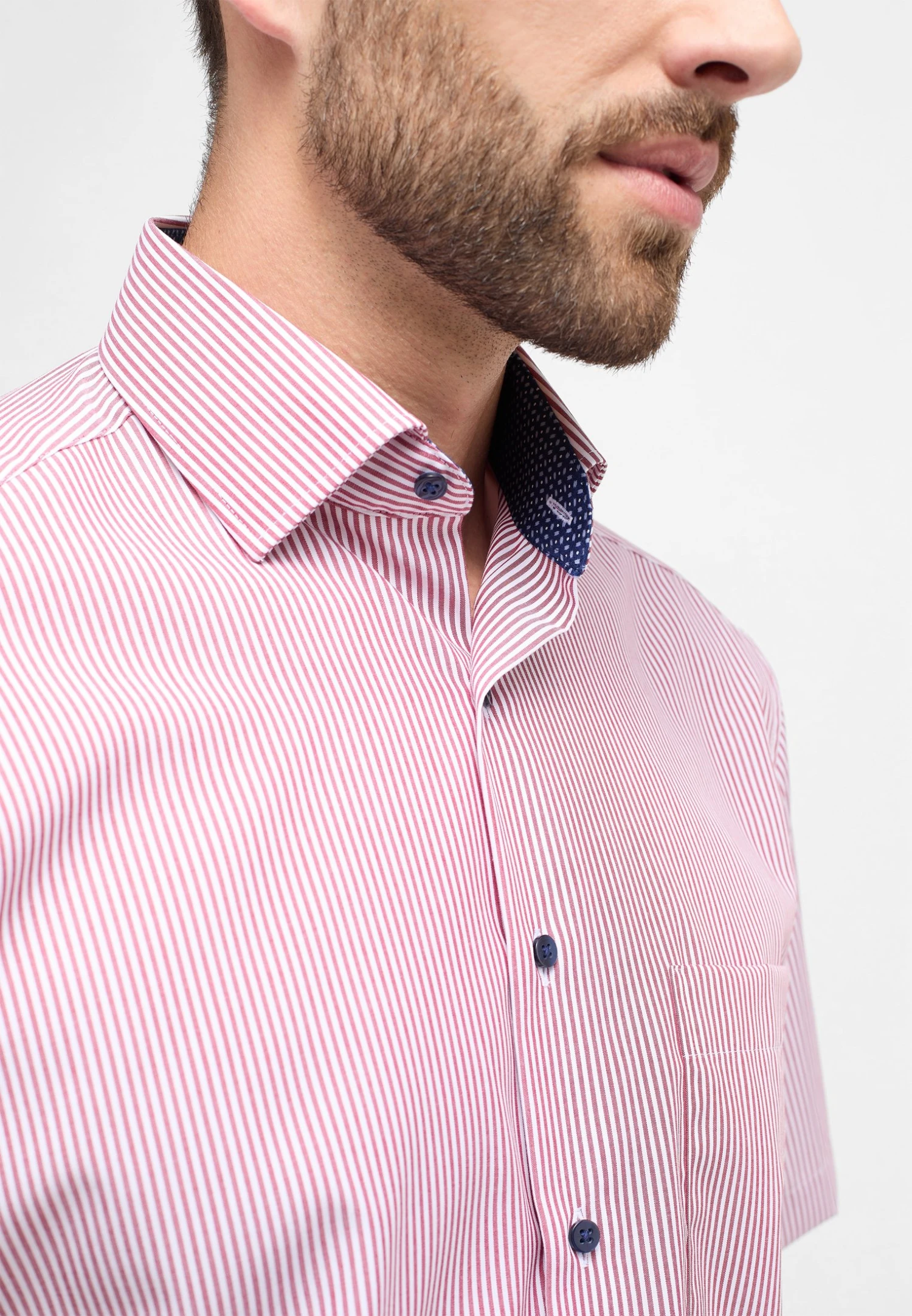 Eterna Popeline Kurzarm Comfort Fit - Overhemd - Rubinrot 5 Eterna Popeline Kurzarm Comfort Fit - Overhemd - Rubinrot - Afbeelding 3