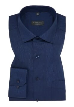 Eterna Struktur Comfort Fit - Zakelijk Overhemd - Navy -Eterna 5f29e07f13df4b41841081b0bbacb5aa