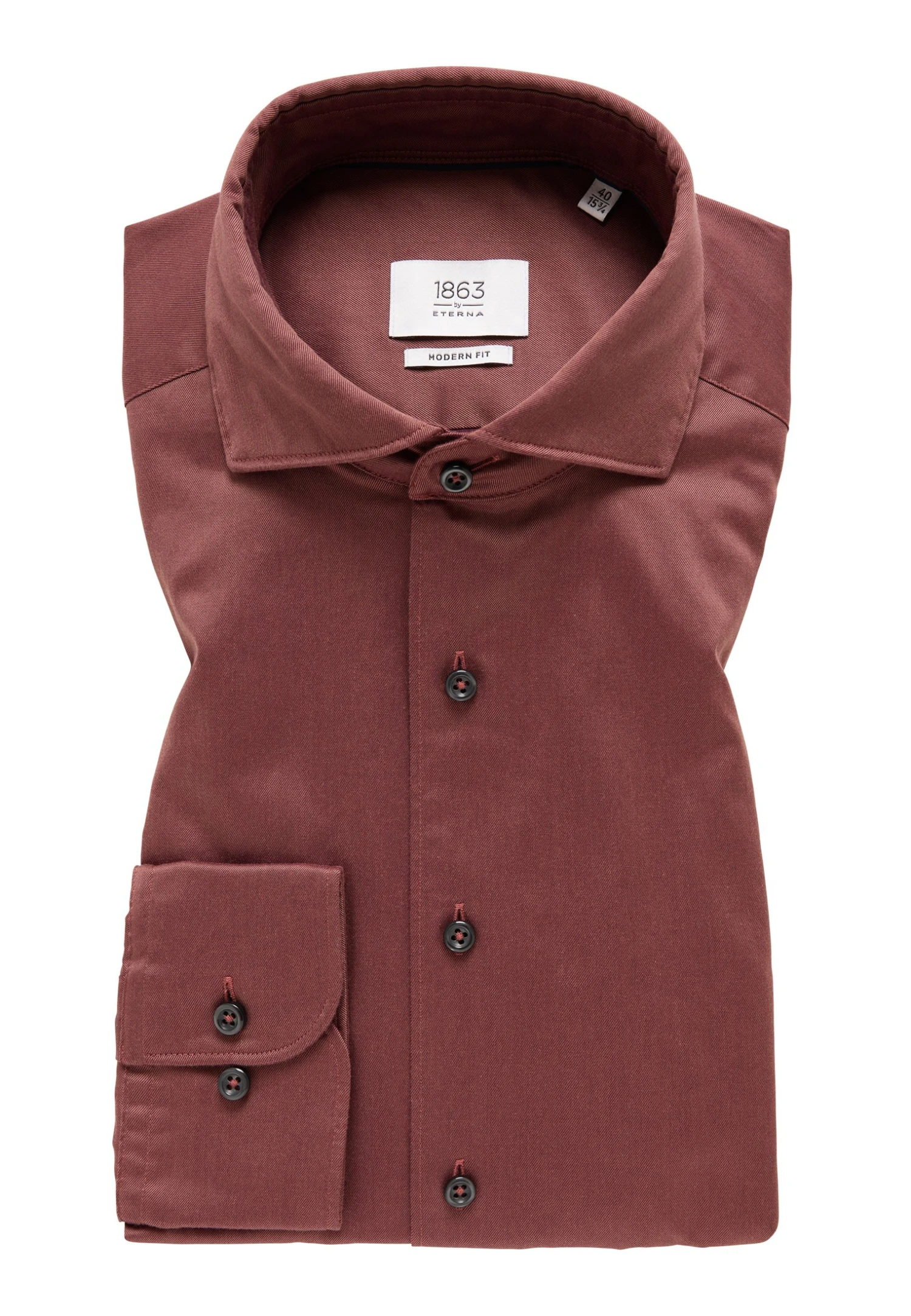 Eterna Langarm Modern Fit - Zakelijk Overhemd - Aubergine 8 Eterna Langarm Modern Fit - Zakelijk Overhemd - Aubergine - Afbeelding 6