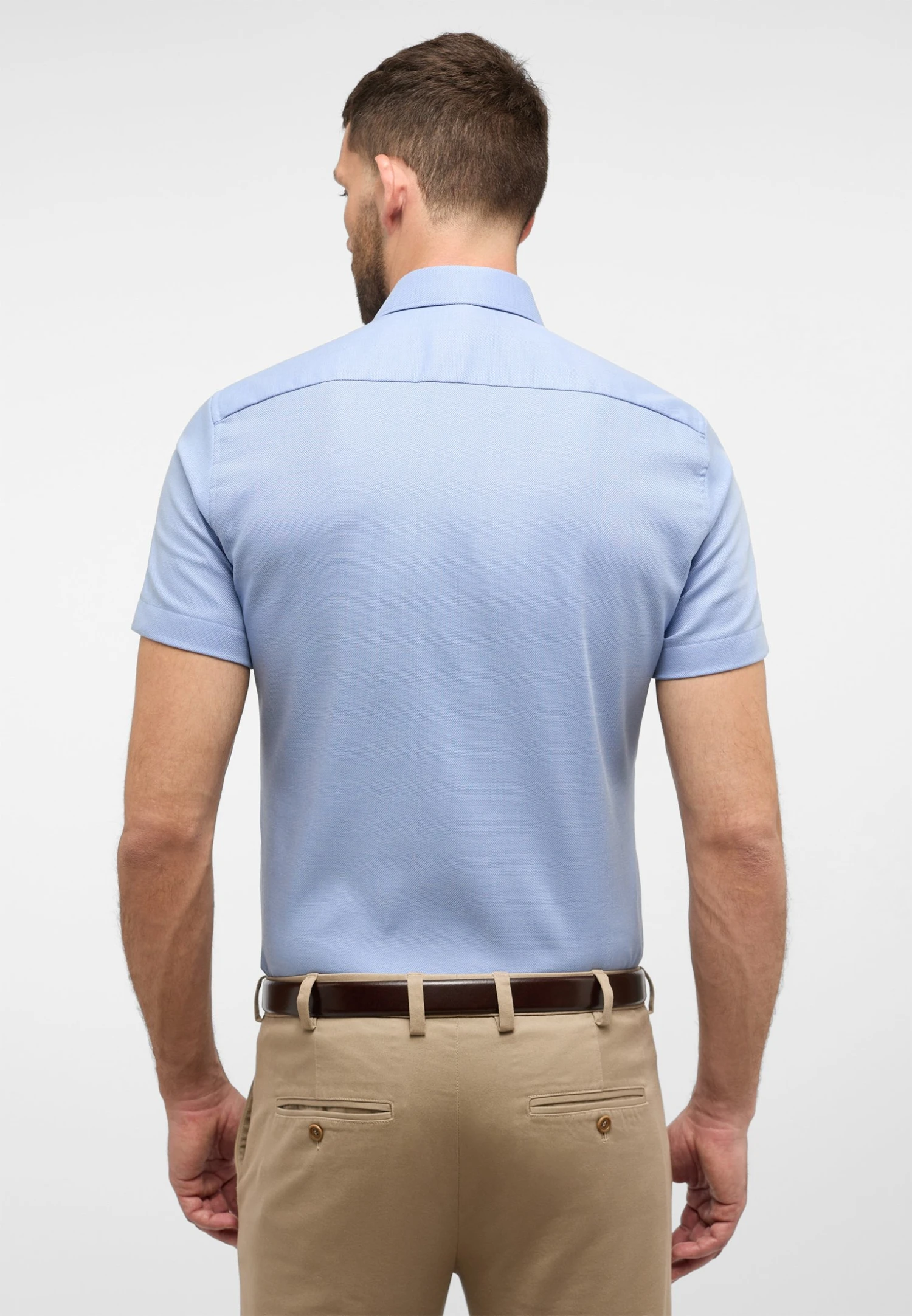 Eterna Strukturiertes Kurzarm Slim Fit - Overhemd - Blau 4 Eterna Strukturiertes Kurzarm Slim Fit - Overhemd - Blau - Afbeelding 2