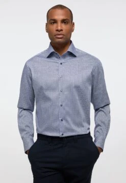 Eterna Print- Modern Fit - Overhemd - Blau Hellblau