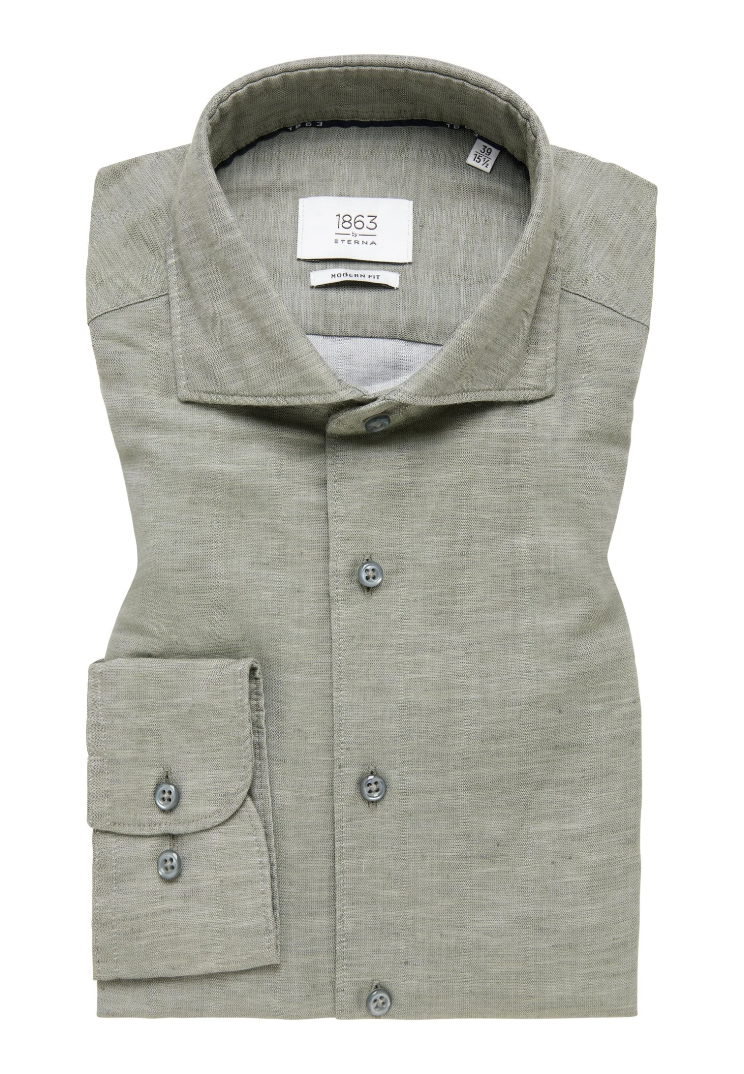 Eterna Langarm Modern Fit - Overhemd - Olive 8 Eterna Langarm Modern Fit - Overhemd - Olive - Afbeelding 6
