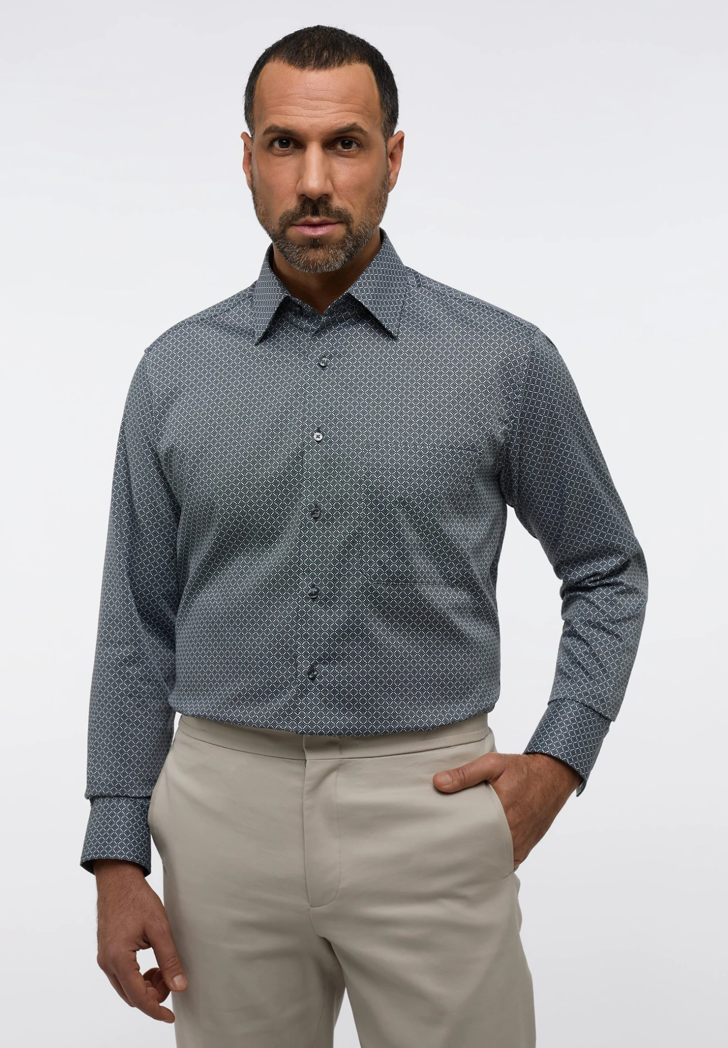 Eterna Bedrucktes Comfort Fit - Overhemd - Grün 3 Eterna Bedrucktes Comfort Fit - Overhemd - Grün