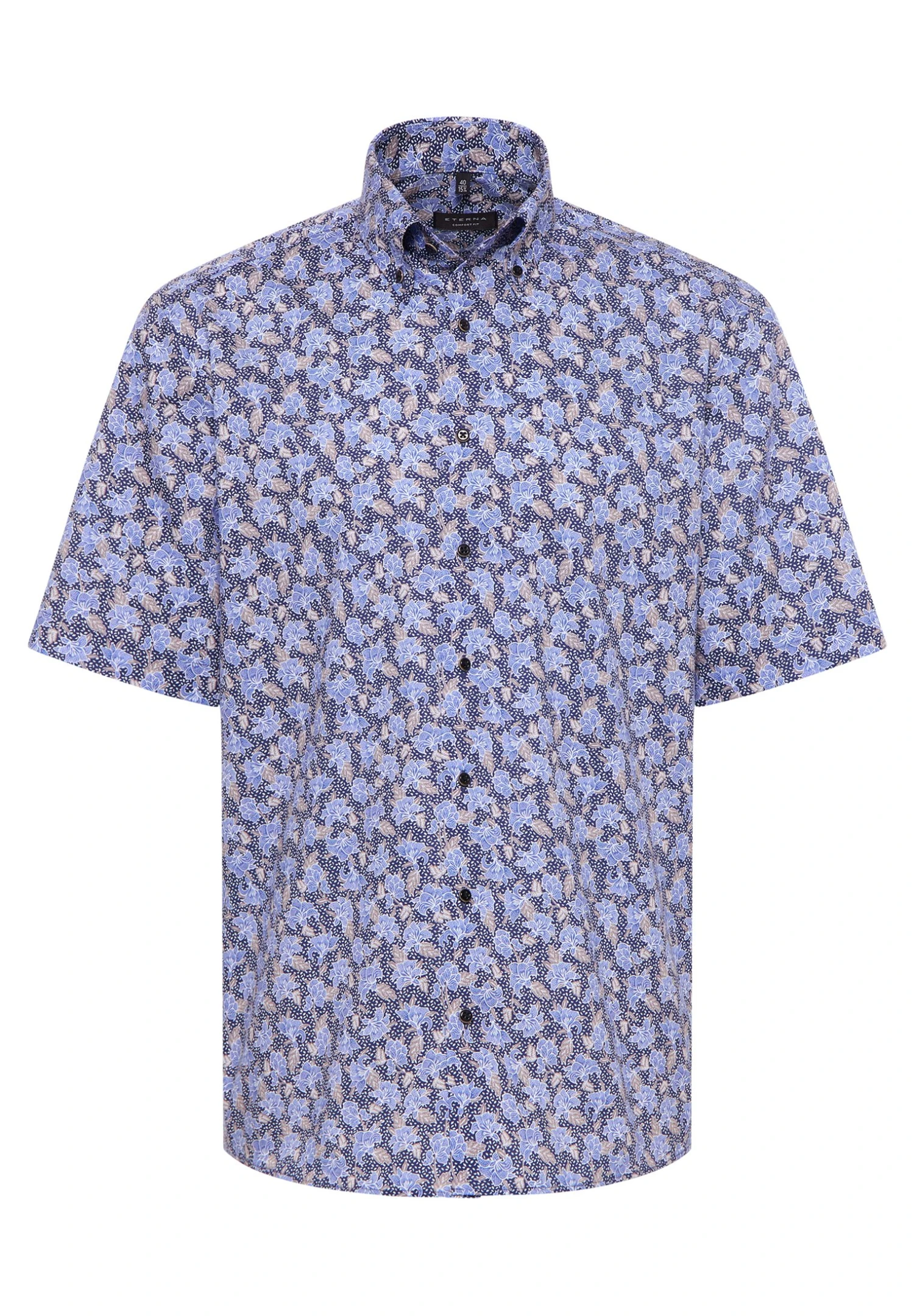 Eterna Bedrucktes Kurzarm Comfort Fit - Overhemd - Blau 6 Eterna Bedrucktes Kurzarm Comfort Fit - Overhemd - Blau - Afbeelding 4