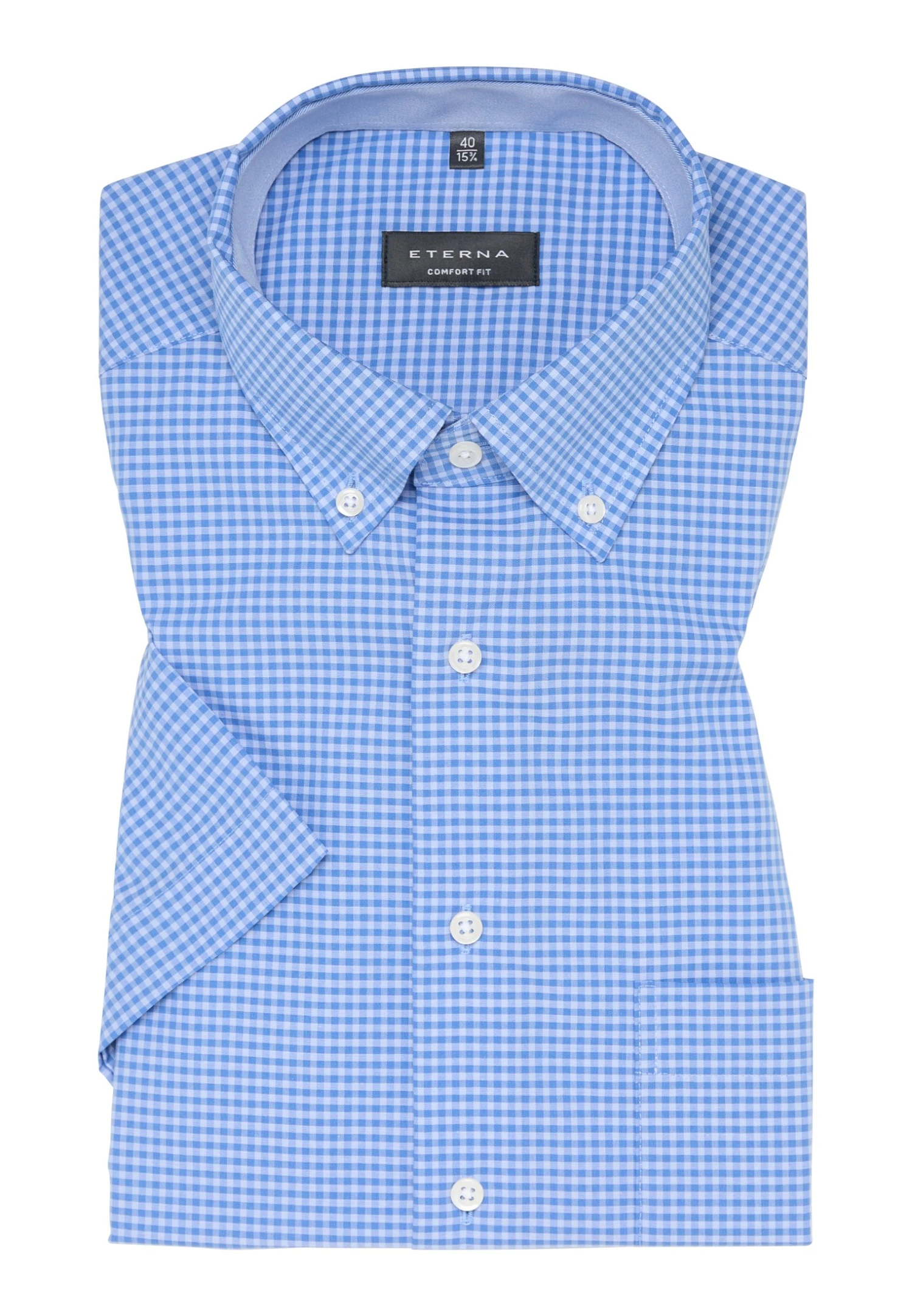 Eterna Kariertes Popeline Comfort Fit - Overhemd - Denim 8 Eterna Kariertes Popeline Comfort Fit - Overhemd - Denim - Afbeelding 6