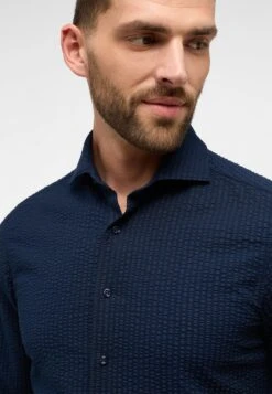 Eterna Seersucker Slim Fit - Overhemd - Navy -Eterna 6b2539bafd7f4b949a06dddd68060594