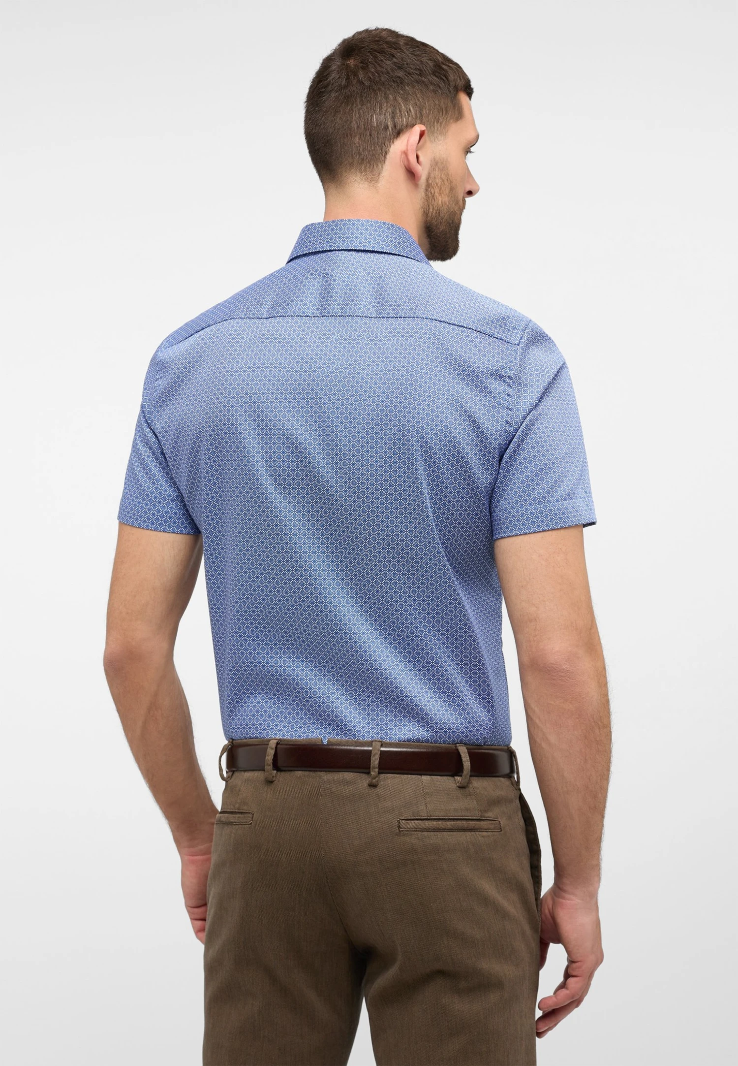 Eterna Bedrucktes Twill Kurzarm Slim Fit - Overhemd - Hellblau 4 Eterna Bedrucktes Twill Kurzarm Slim Fit - Overhemd - Hellblau - Afbeelding 2