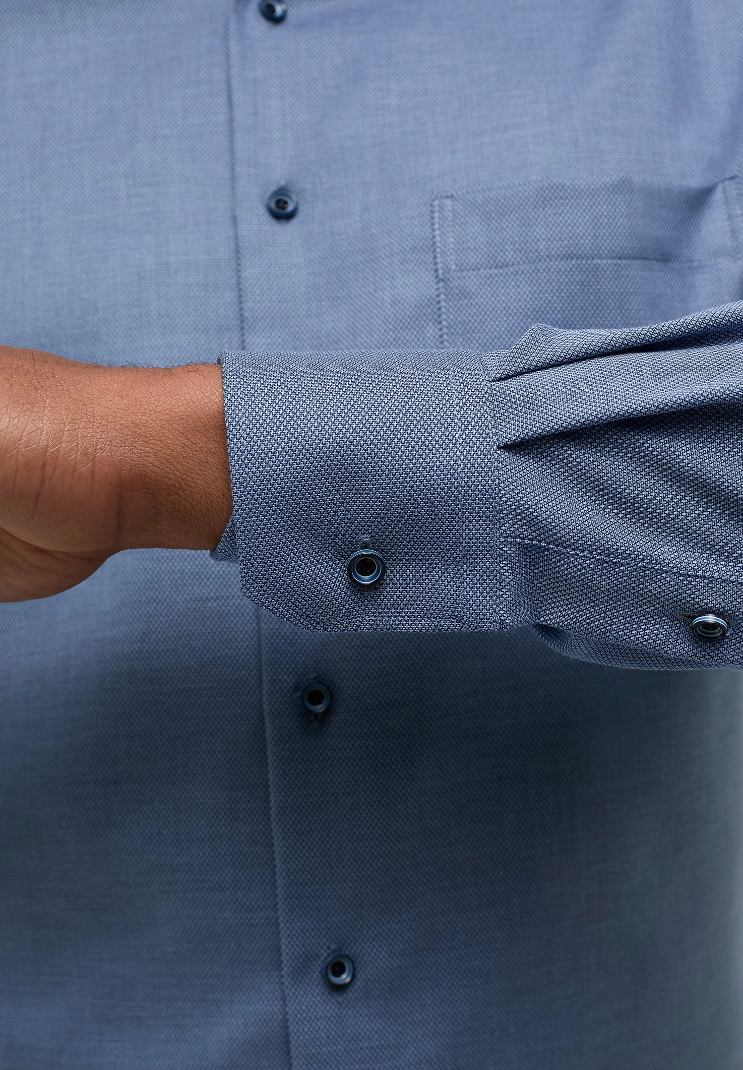 Eterna Struktur Modern Fit - Overhemd - Denim 5 Eterna Struktur Modern Fit - Overhemd - Denim - Afbeelding 3