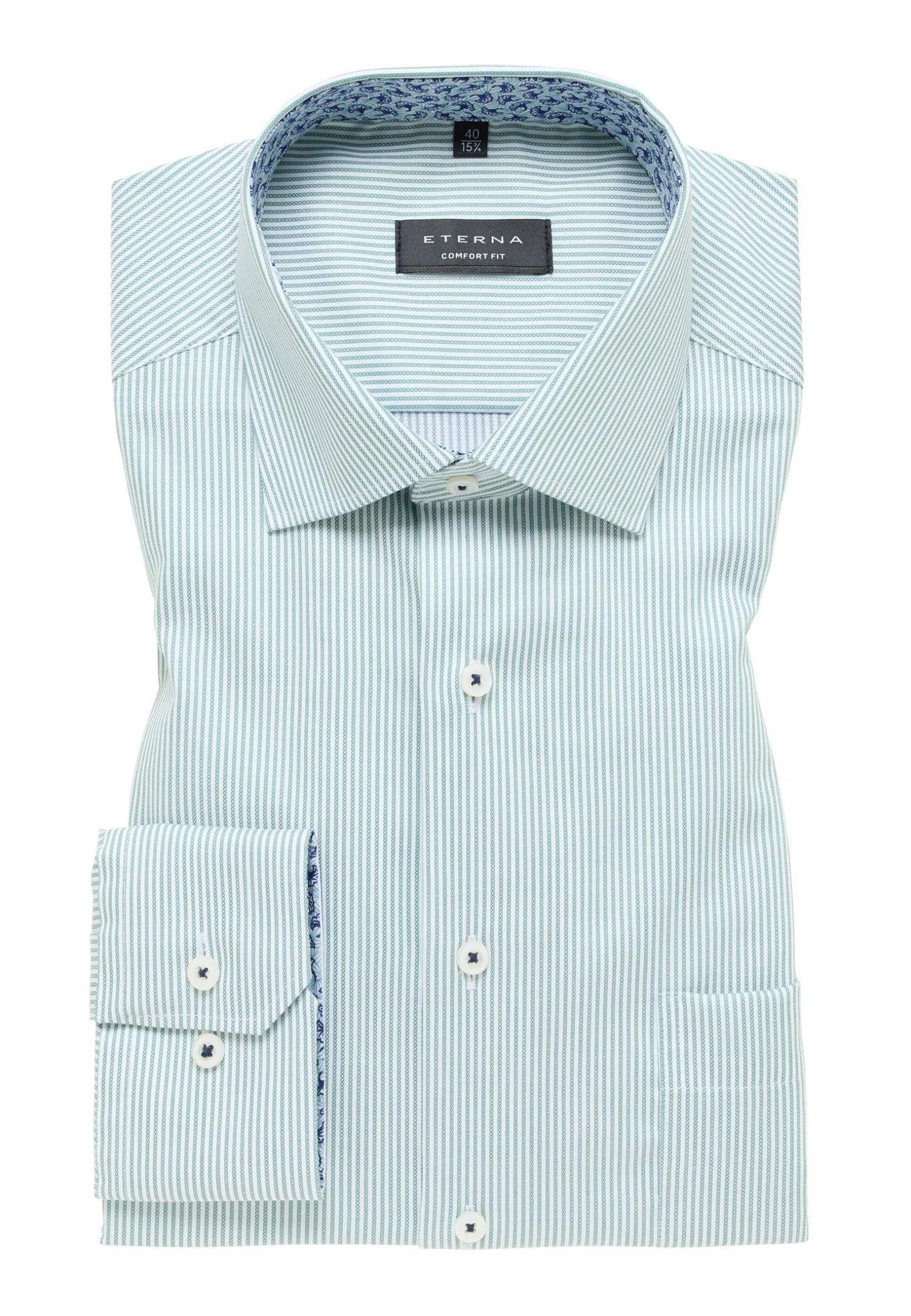 Eterna Gestreiftes Comfort Fit - Overhemd - Salbeigrün 8 Eterna Gestreiftes Comfort Fit - Overhemd - Salbeigrün - Afbeelding 6