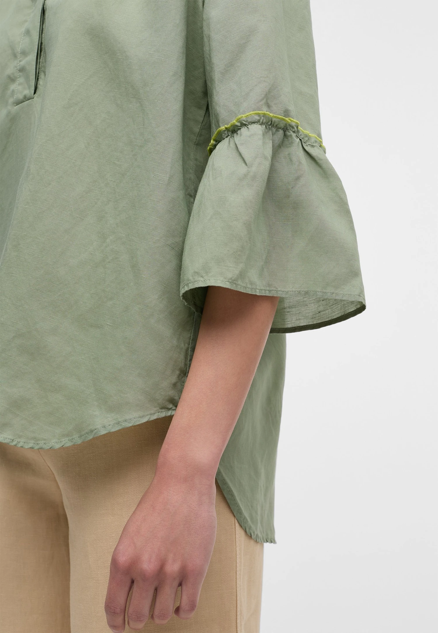 Eterna Long Aus Loose Fit - Blouse - Khaki 5 Eterna Long Aus Loose Fit - Blouse - Khaki - Afbeelding 3