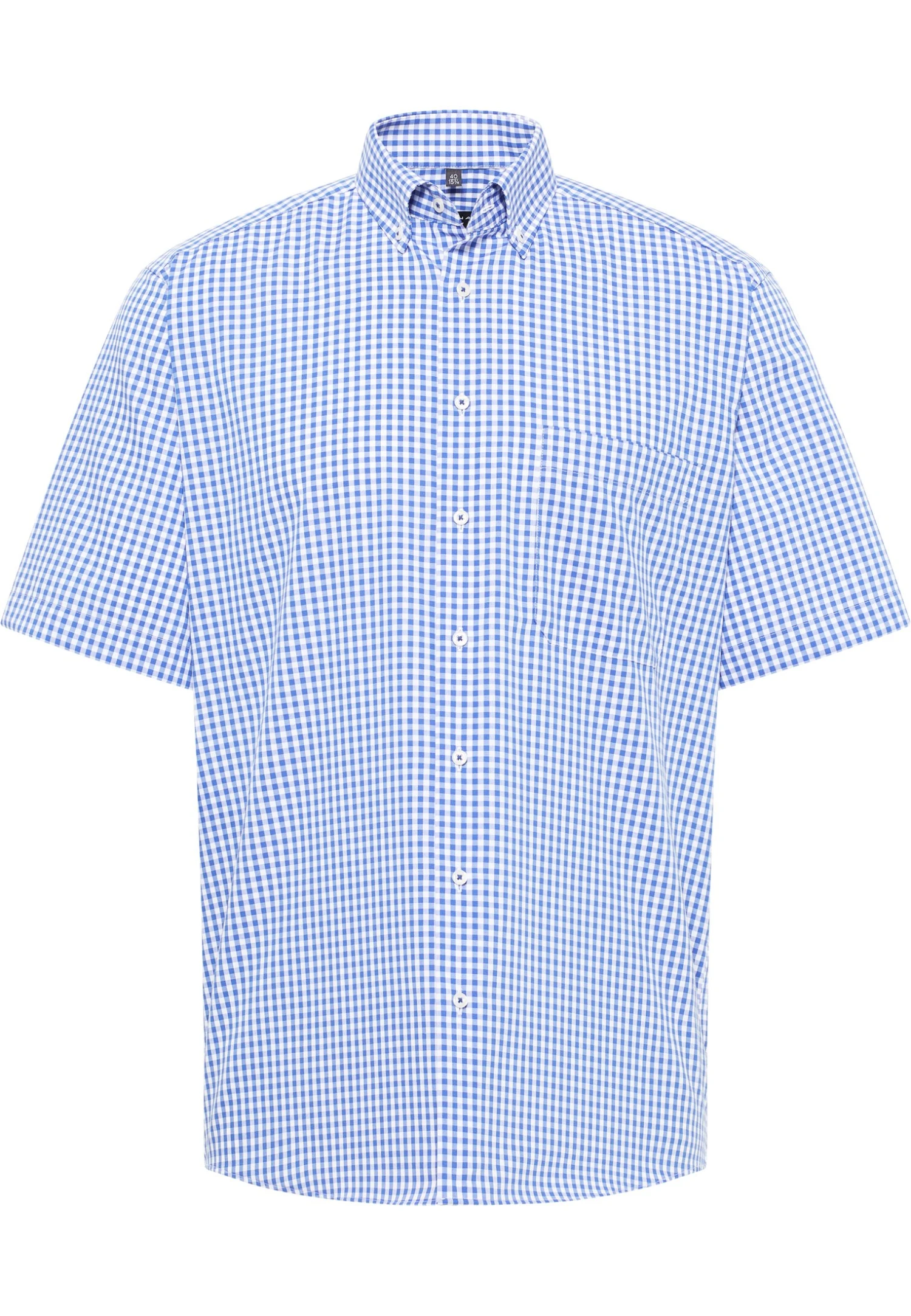 Eterna Kariertes Kurzarm Comfort Fit - Overhemd - Royal Blau 6 Eterna Kariertes Kurzarm Comfort Fit - Overhemd - Royal Blau - Afbeelding 4