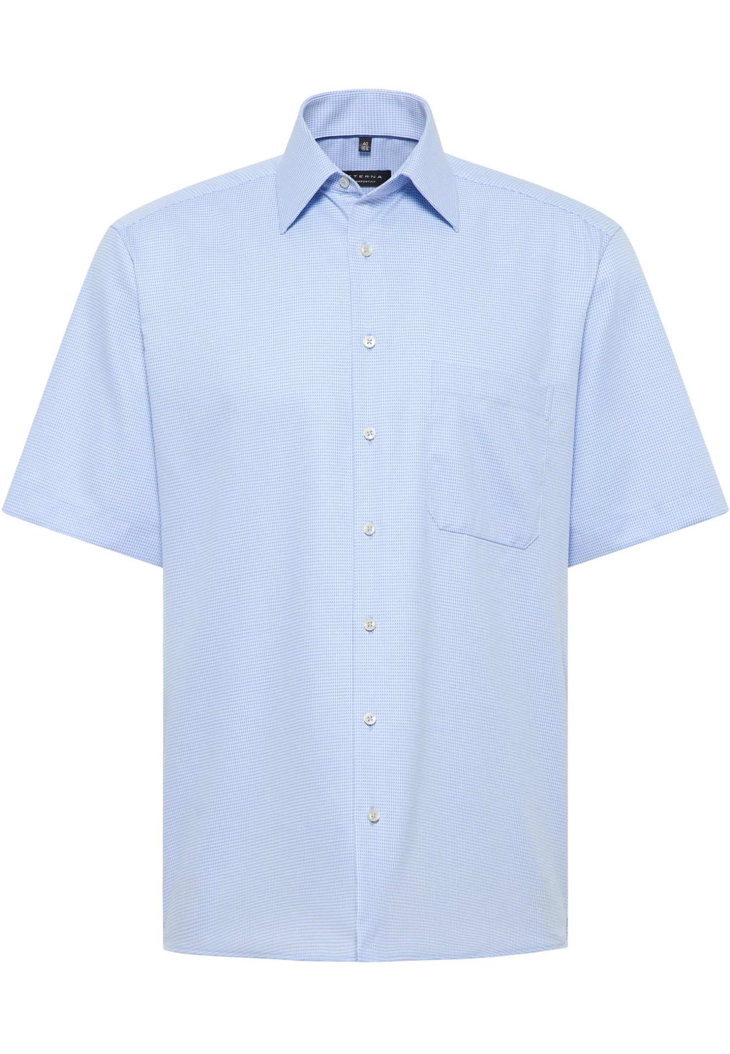 Eterna Strukturiertes Kurzarm Comfort Fit - Overhemd - Hellblau 6 Eterna Strukturiertes Kurzarm Comfort Fit - Overhemd - Hellblau - Afbeelding 4