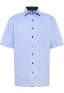 Eterna Kurzarm Comfort Fit Pinpoint- Zakelijk Overhemd - Blau