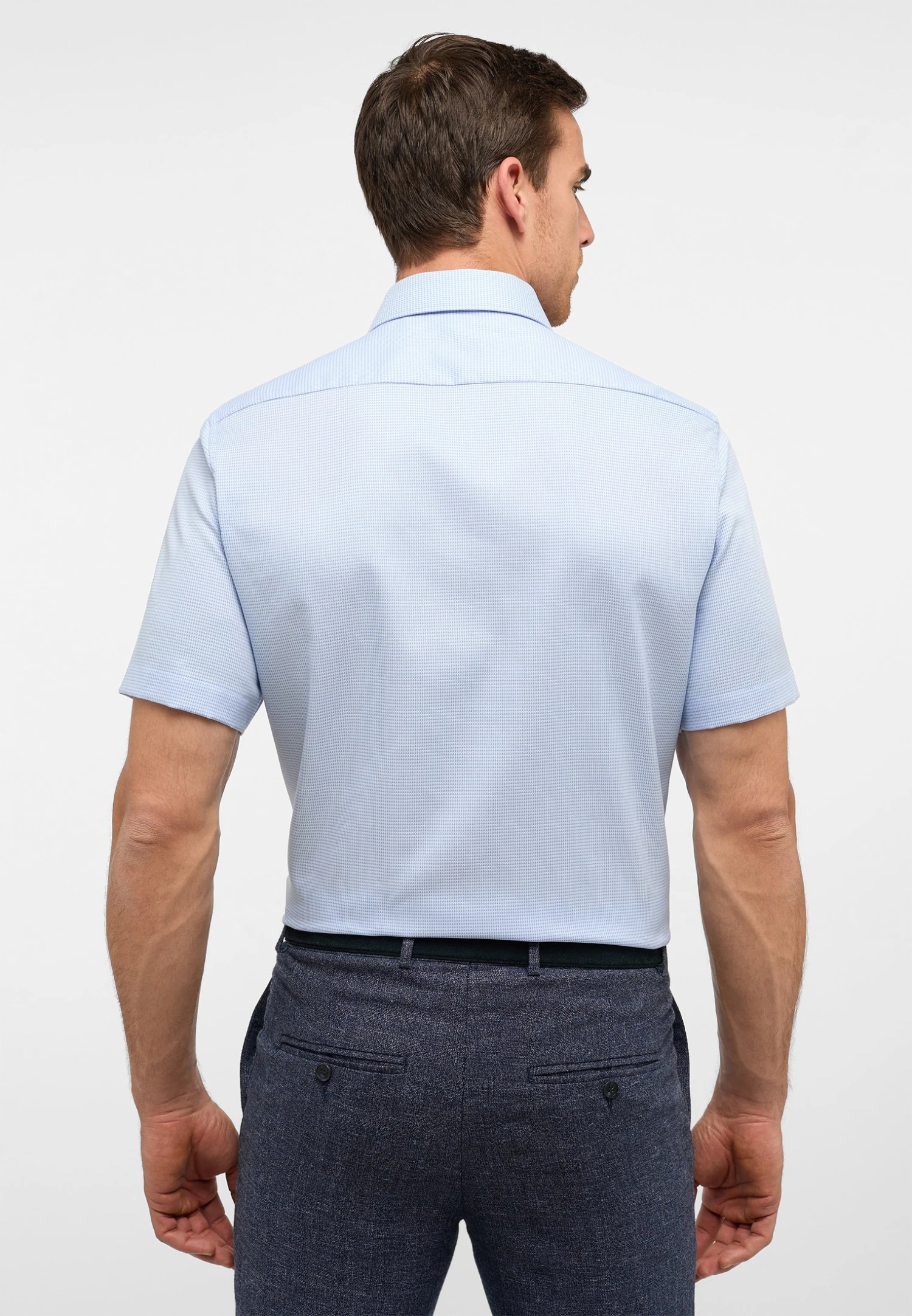 Eterna Strukturiertes Kurzarm Modern Fit - Overhemd - Hellblau 4 Eterna Strukturiertes Kurzarm Modern Fit - Overhemd - Hellblau - Afbeelding 2