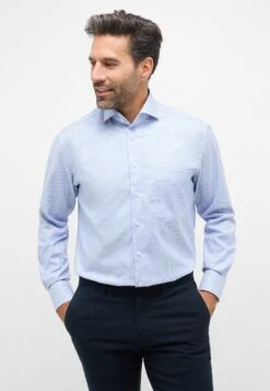 Eterna Strukturiertes Comfort Fit - Overhemd - Hellblau