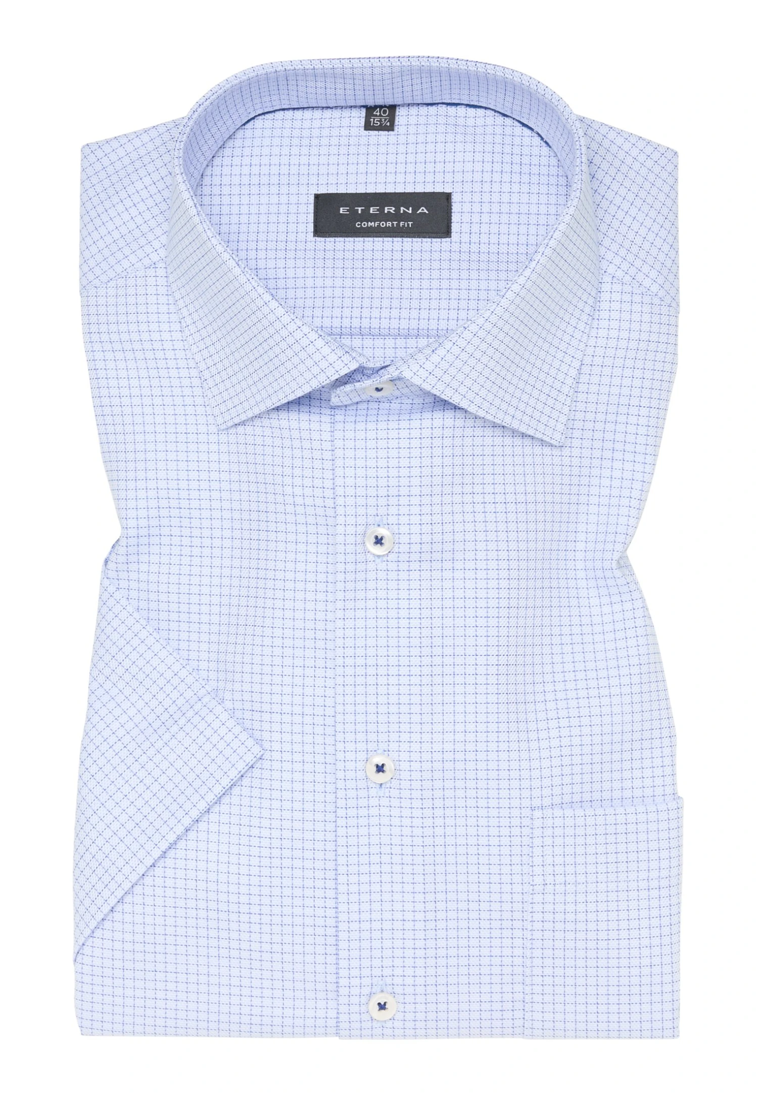 Eterna Kariertes -Kurzarm Comfort Fit - Overhemd - Blau 8 Eterna Kariertes -Kurzarm Comfort Fit - Overhemd - Blau - Afbeelding 6
