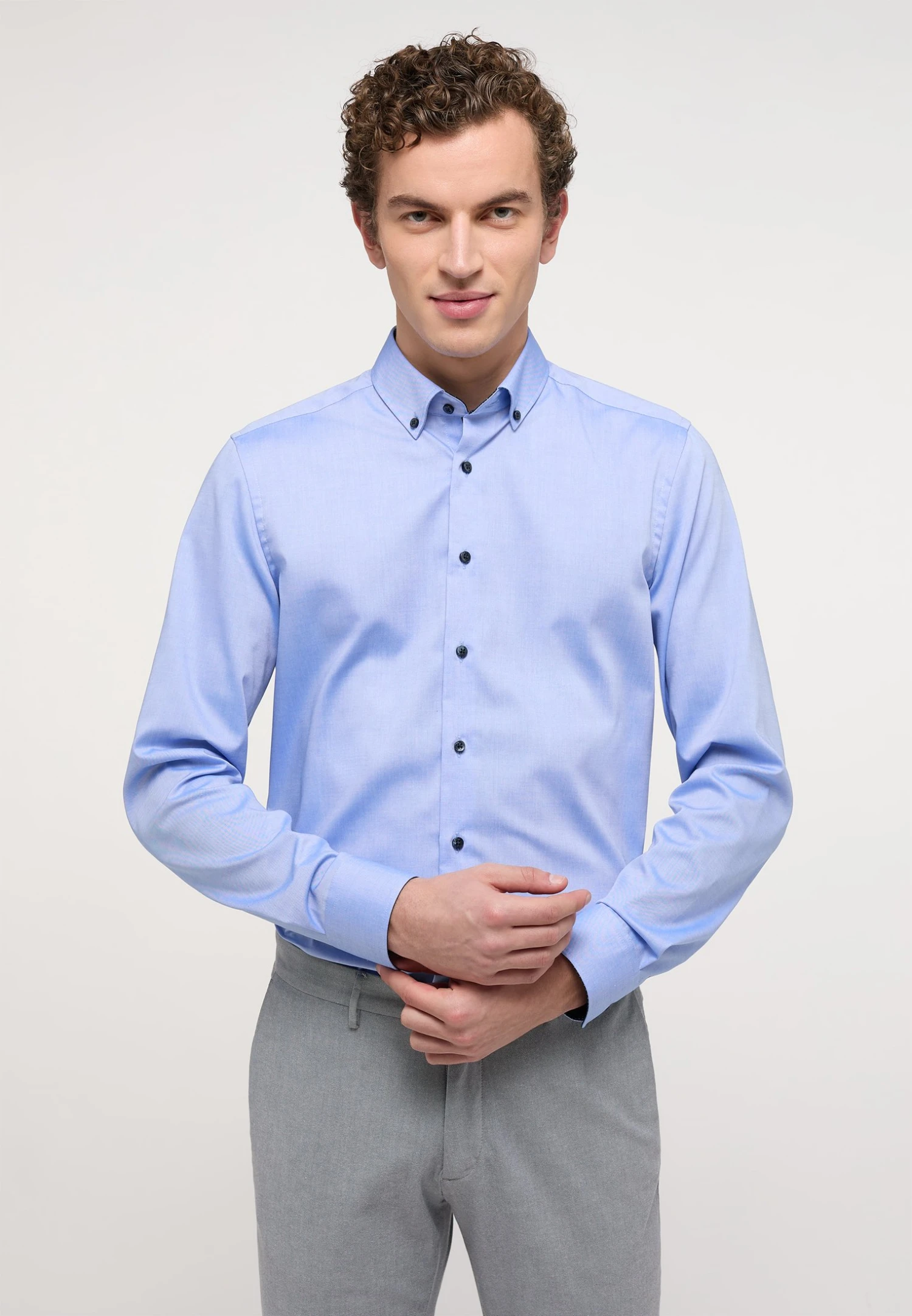 Eterna Unifarbenes Pinpoint - Overhemd - Blau 3 Eterna Unifarbenes Pinpoint - Overhemd - Blau