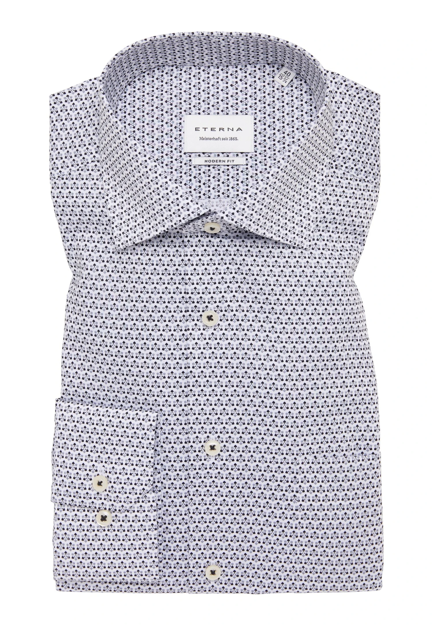 Eterna Print Modern Fit - Overhemd - Grau 8 Eterna Print Modern Fit - Overhemd - Grau - Afbeelding 6