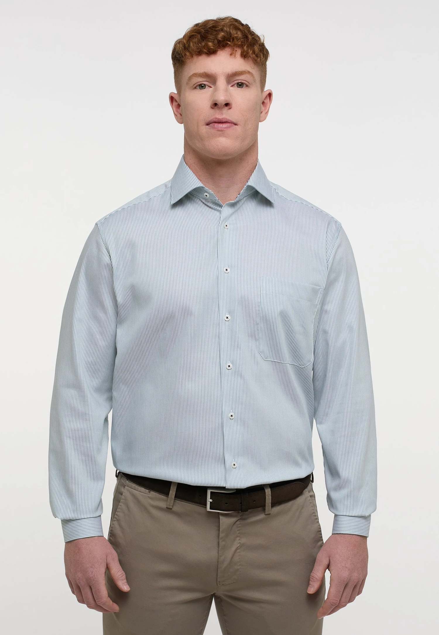 Eterna Gestreiftes Comfort Fit - Overhemd - Salbeigrün 3 Eterna Gestreiftes Comfort Fit - Overhemd - Salbeigrün