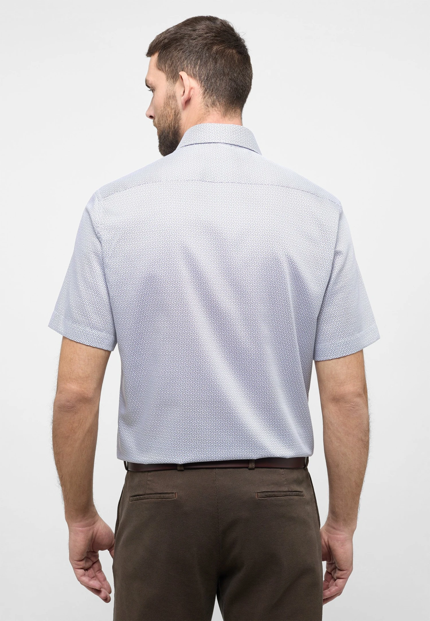Eterna Bedrucktes Twill-Kurzarm Modern Fit - Overhemd - Sand 4 Eterna Bedrucktes Twill-Kurzarm Modern Fit - Overhemd - Sand - Afbeelding 2