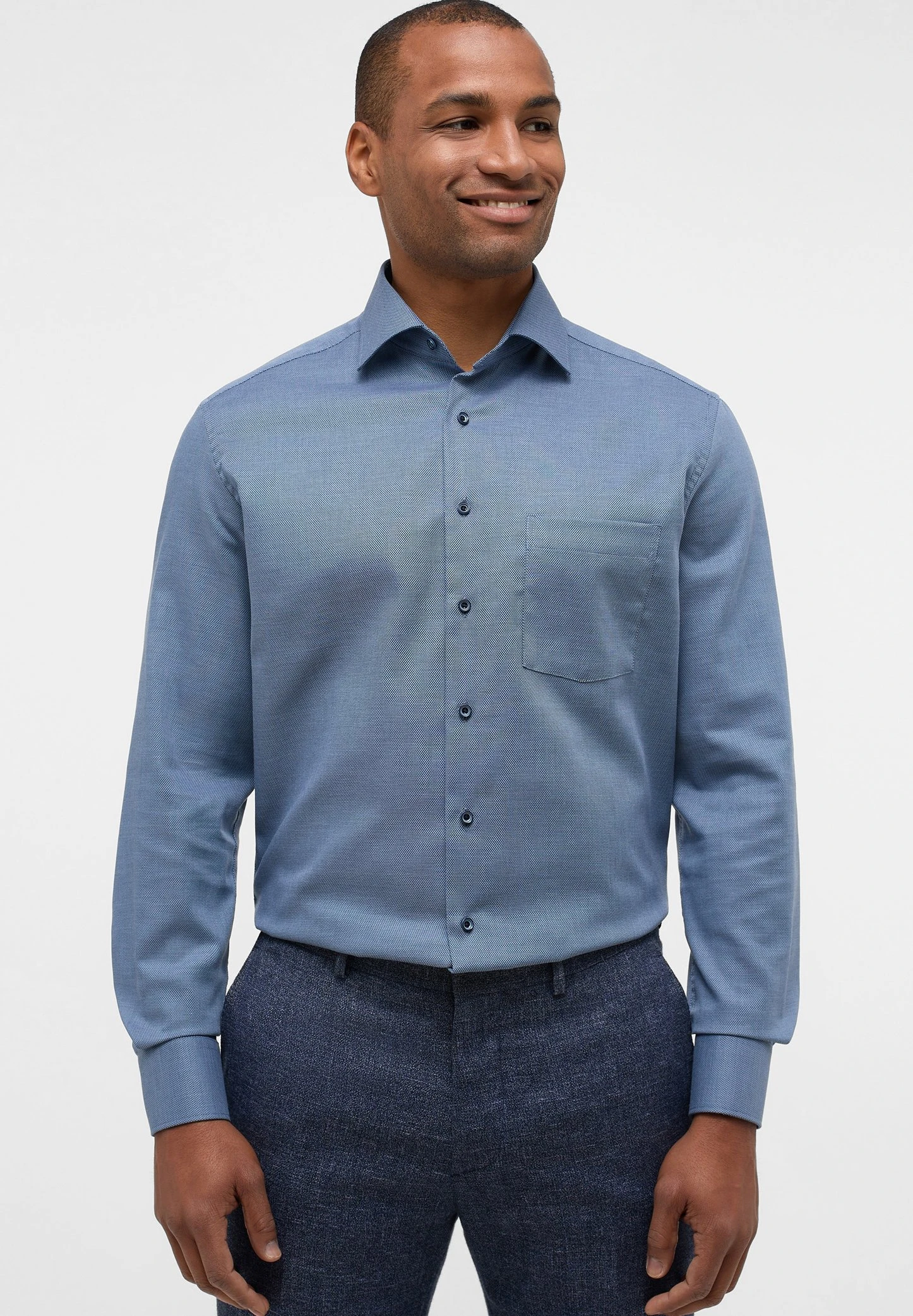 Eterna Struktur Modern Fit - Overhemd - Denim 3 Eterna Struktur Modern Fit - Overhemd - Denim