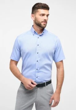 Eterna Unifarbenes Oxford Kurzarm Modern Fit - Overhemd - Blau