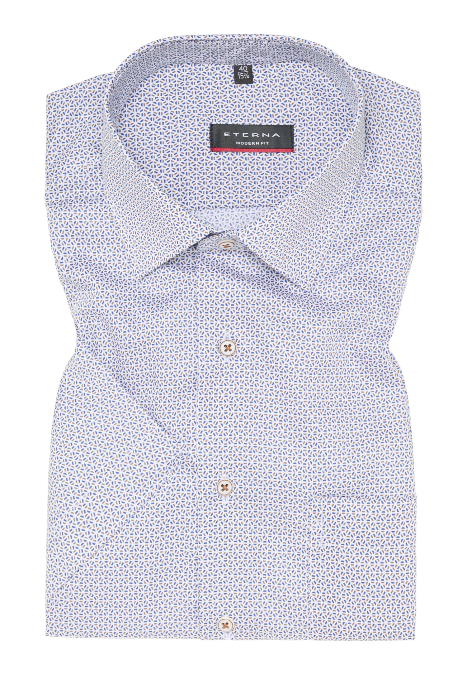 Eterna Bedrucktes Twill-Kurzarm Modern Fit - Overhemd - Sand 7 Eterna Bedrucktes Twill-Kurzarm Modern Fit - Overhemd - Sand - Afbeelding 5