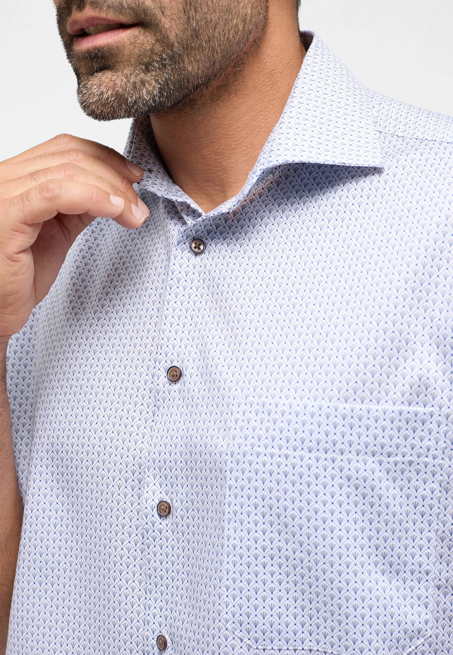 Eterna Bedrucktes Kurzarm Comfort Fit - Overhemd - Sand 5 Eterna Bedrucktes Kurzarm Comfort Fit - Overhemd - Sand - Afbeelding 3