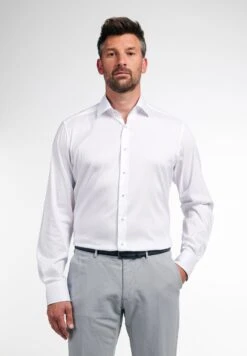 Eterna Langarm Modern Fit Twill-Stretch Unifarben - Zakelijk Overhemd - Weiß
