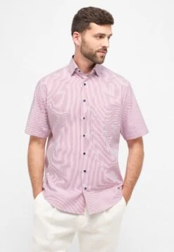 Eterna Popeline Kurzarm Comfort Fit - Overhemd - Rubinrot