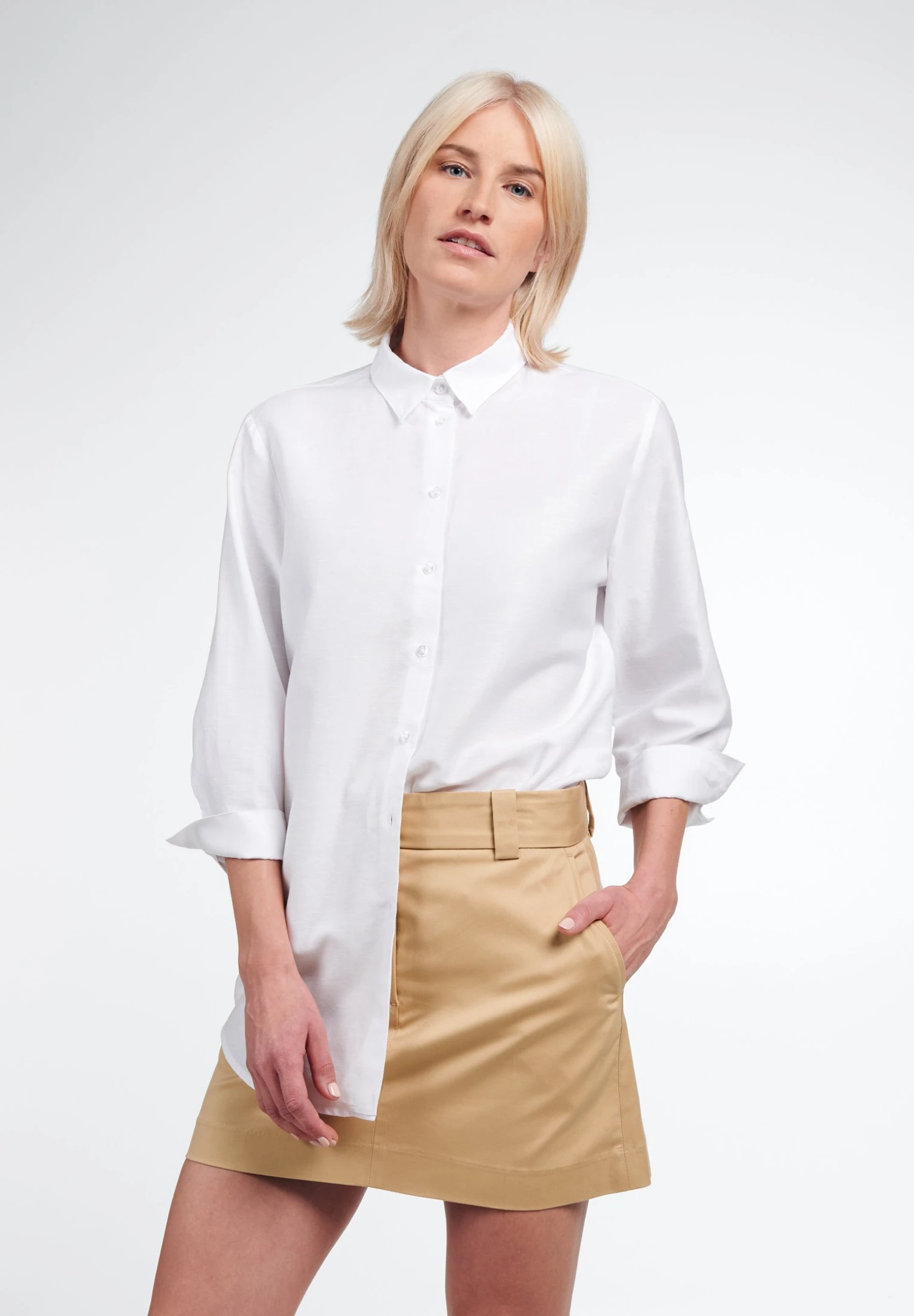 Eterna Dreiviertelarm Modern Classic- Overhemdblouse - Weiß 3 Eterna Dreiviertelarm Modern Classic- Overhemdblouse - Weiß