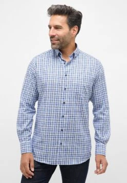 Eterna Kariertes Modern Fit - Overhemd - Blau