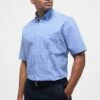 Eterna Kariertes Popeline Comfort Fit - Overhemd - Denim -Eterna 9c71354db1f9490f9346c792ef34f7c9