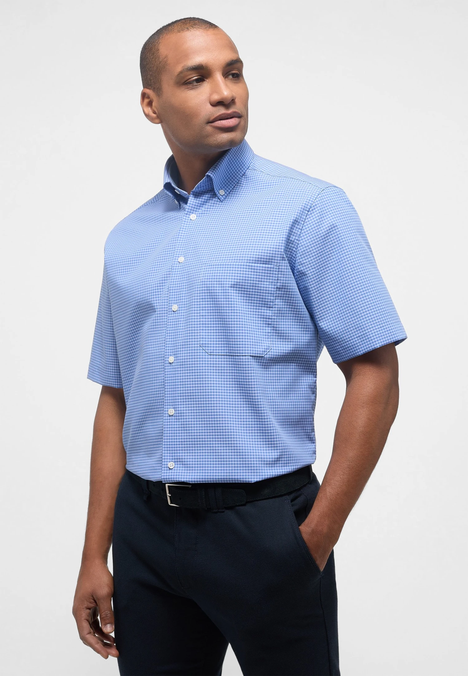 Eterna Kariertes Popeline Comfort Fit - Overhemd - Denim 3 Eterna Kariertes Popeline Comfort Fit - Overhemd - Denim