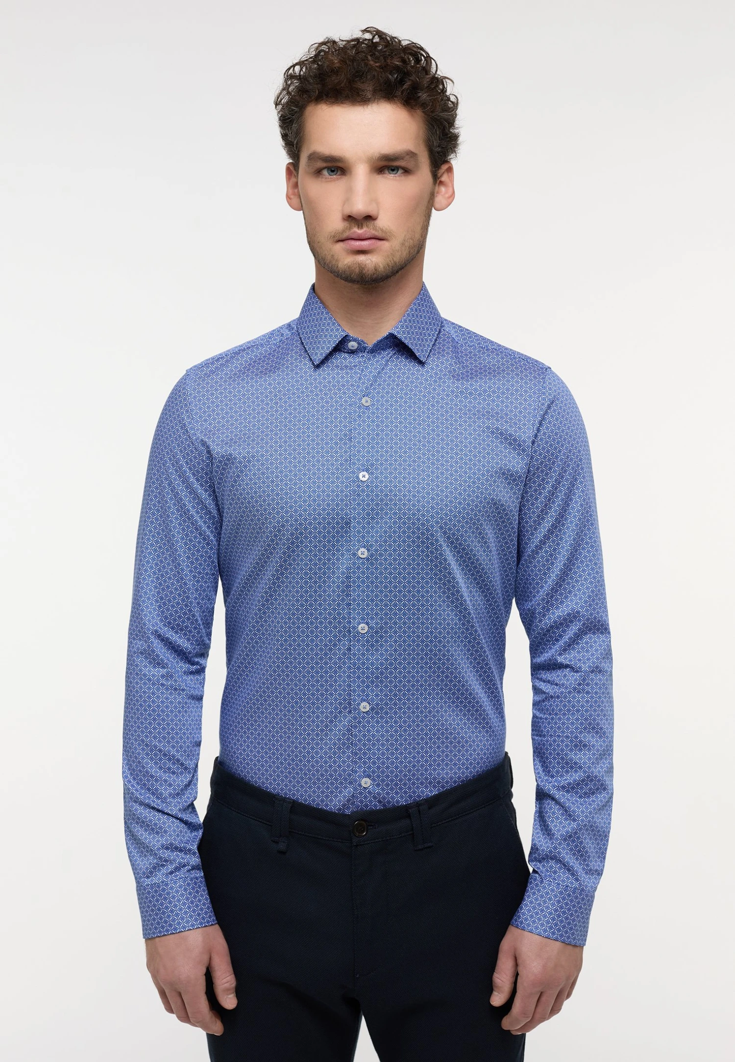 Eterna Bedrucktes Twill Super - Overhemd - Hellblau 3 Eterna Bedrucktes Twill Super - Overhemd - Hellblau