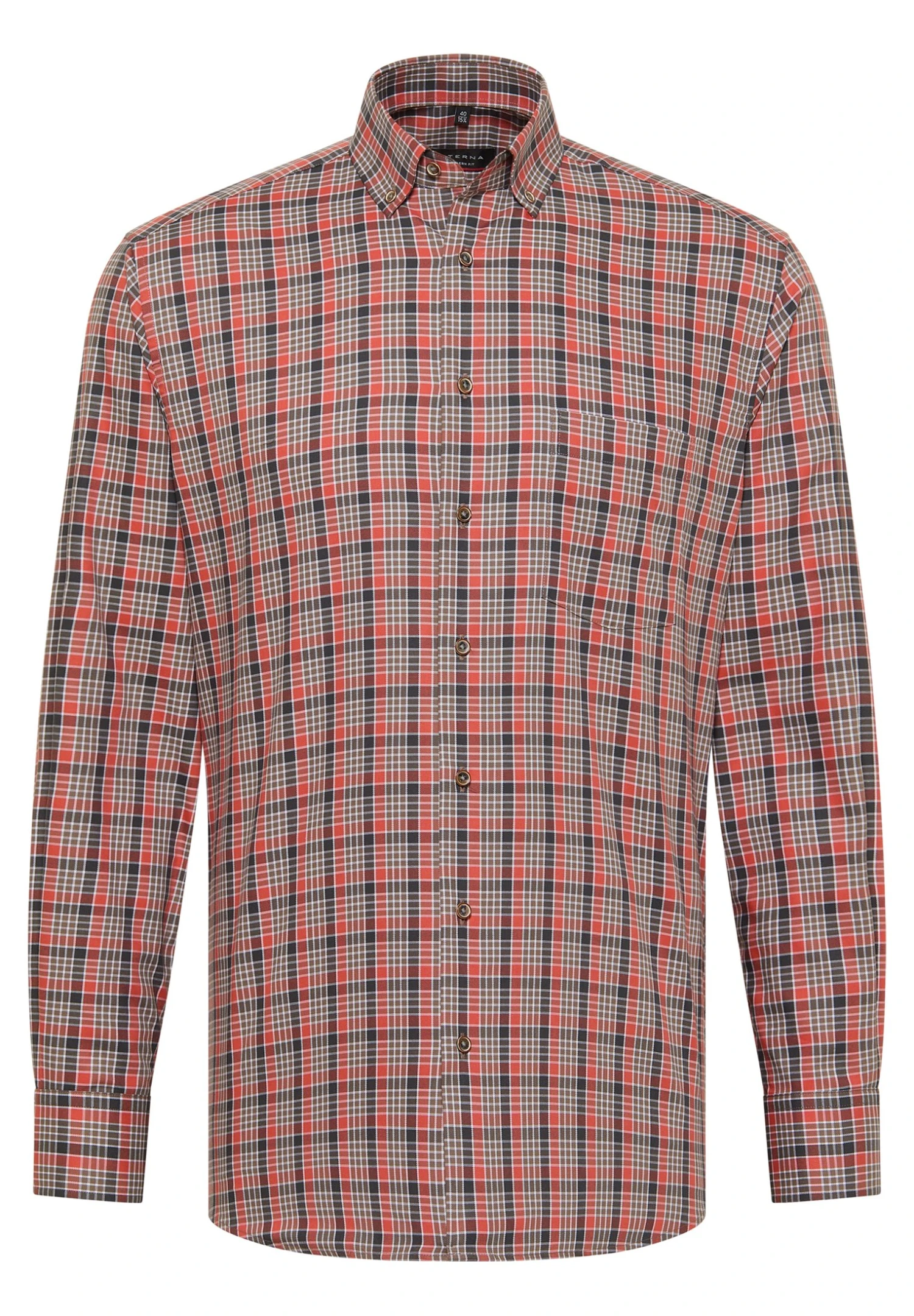 Eterna Kariertes Modern Fit - Overhemd - Rusty Red 6 Eterna Kariertes Modern Fit - Overhemd - Rusty Red - Afbeelding 4