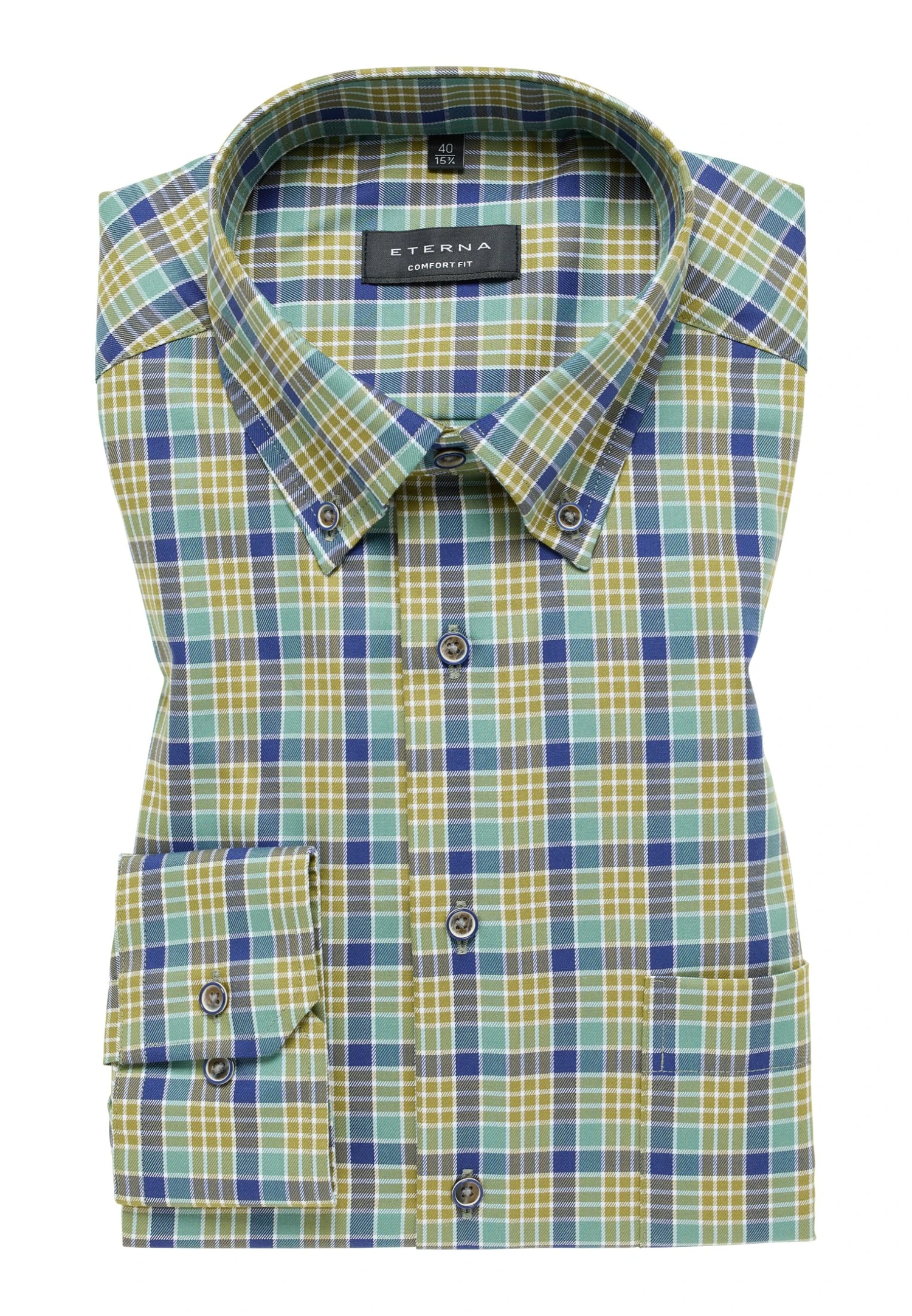 Eterna Kariertes Comfort Fit - Overhemd - Grün 8 Eterna Kariertes Comfort Fit - Overhemd - Grün - Afbeelding 6