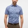 Eterna Bedrucktes Twill Kurzarm Slim Fit - Overhemd - Hellblau