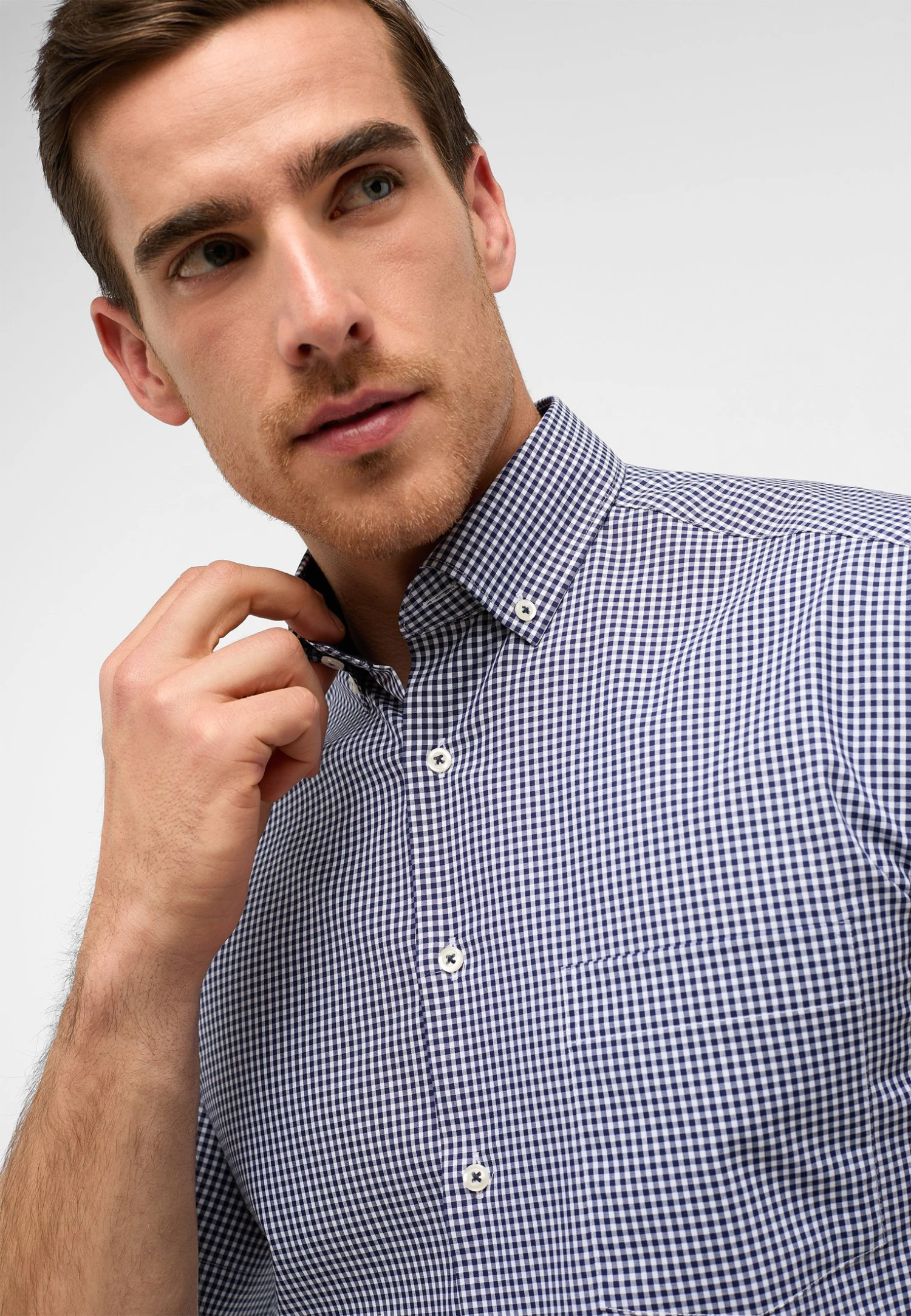 Eterna Kariertes Kurzarm Modern Fit - Overhemd - Navy 5 Eterna Kariertes Kurzarm Modern Fit - Overhemd - Navy - Afbeelding 3