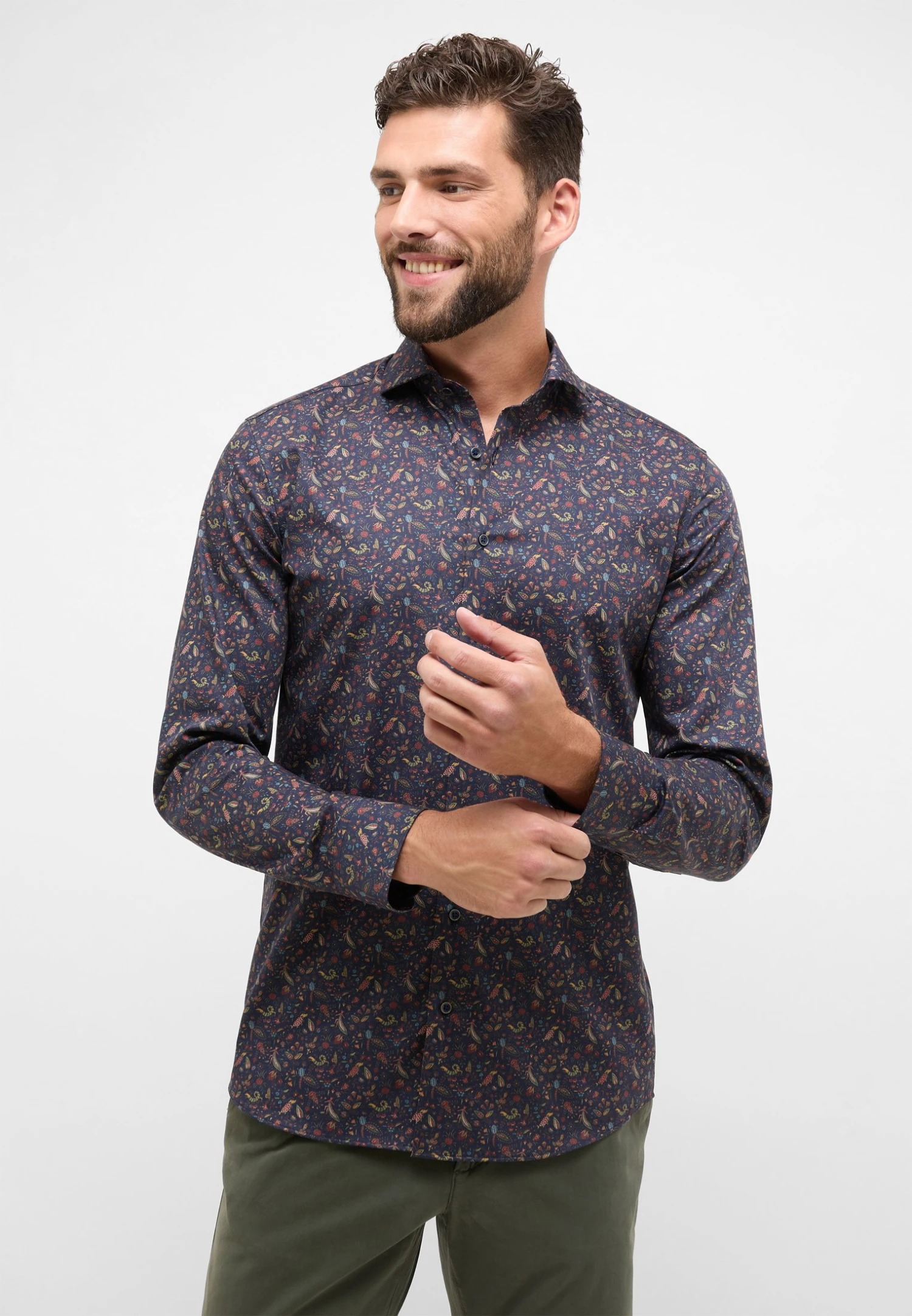 Eterna Print Fit - Overhemd - Navy 3 Eterna Print Fit - Overhemd - Navy