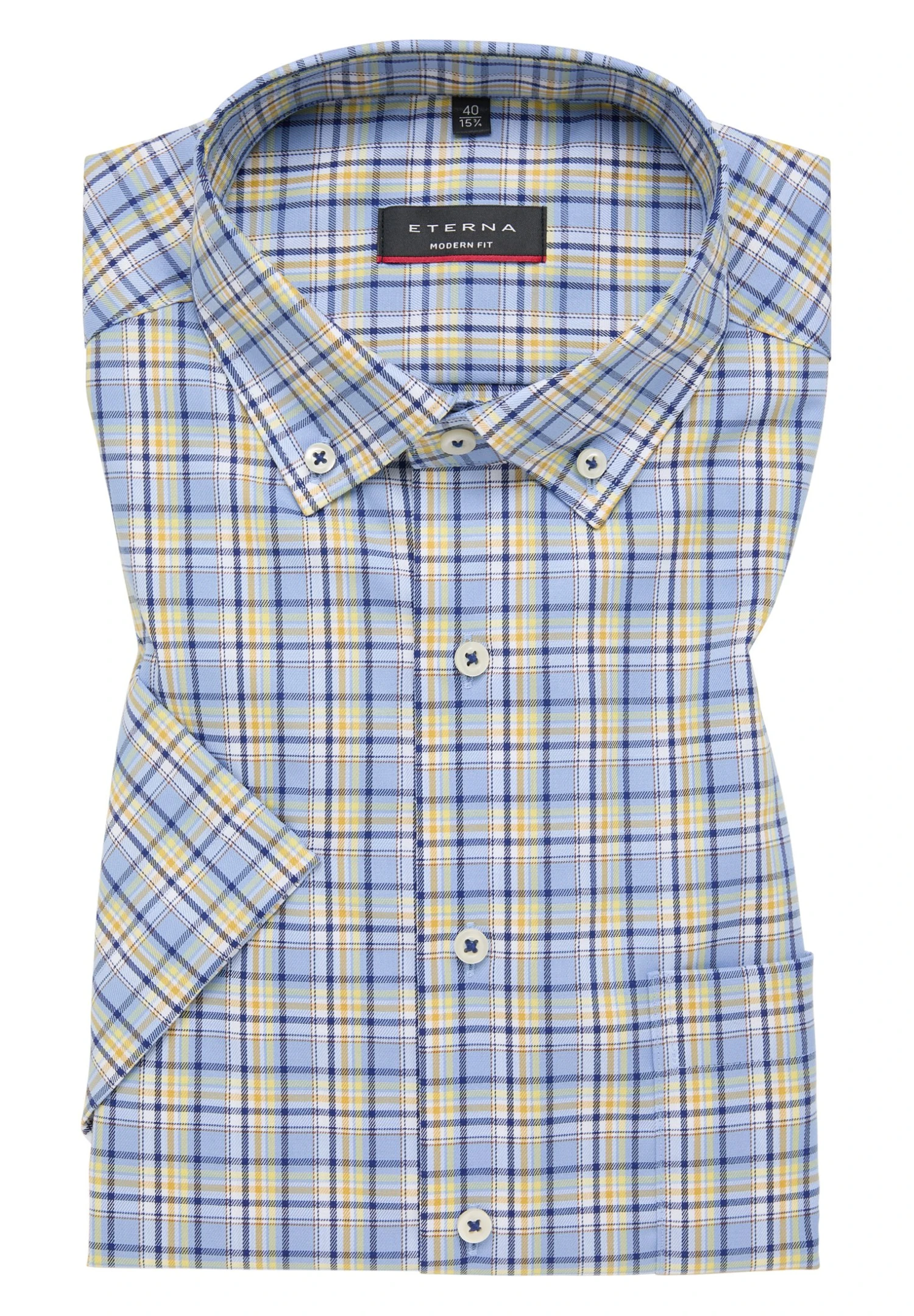 Eterna Kariertes Modern Fit - Overhemd - Hellblau 8 Eterna Kariertes Modern Fit - Overhemd - Hellblau - Afbeelding 6