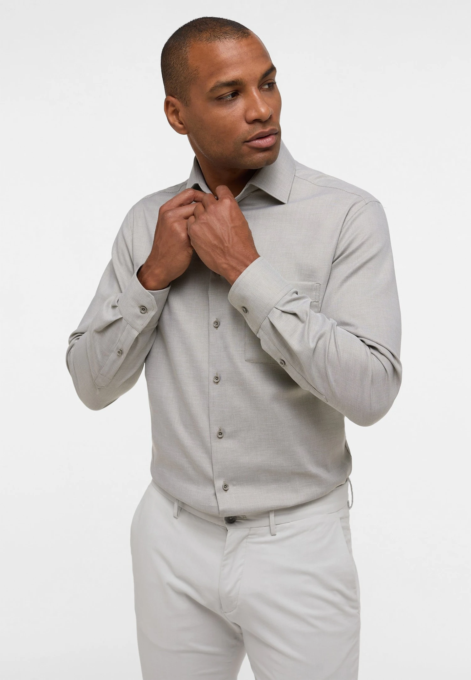 Eterna Struktur Modern Fit - Overhemd - Khaki 3 Eterna Struktur Modern Fit - Overhemd - Khaki