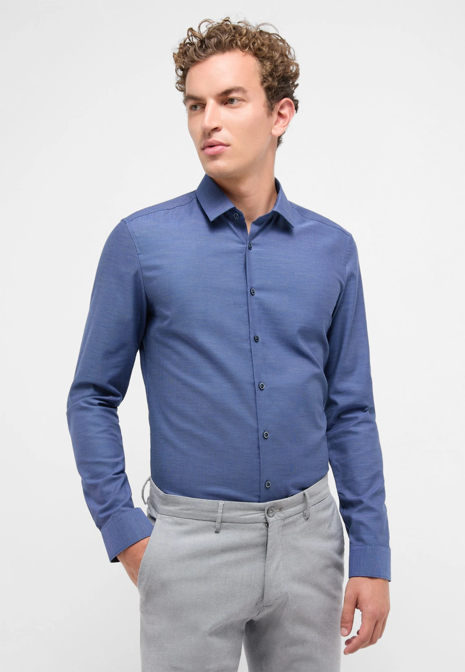 Eterna Struktur Slim - Zakelijk Overhemd - Blau 3 Eterna Struktur Slim - Zakelijk Overhemd - Blau