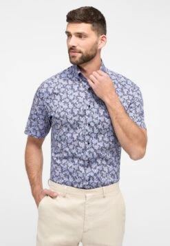 Eterna Bedrucktes Kurzarm Modern Fit - Overhemd - Blau