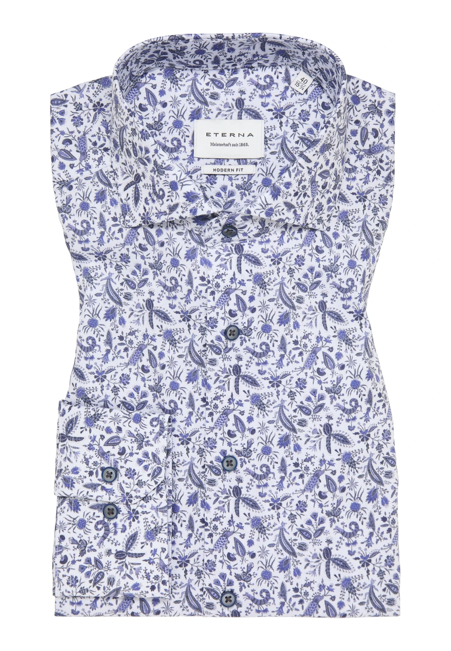 Eterna Bedrucktes Modern Fit - Overhemd - Blau 8 Eterna Bedrucktes Modern Fit - Overhemd - Blau - Afbeelding 6