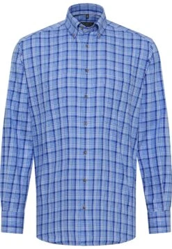 Eterna Kariertes Comfort Fit - Overhemd - Mittelblau -Eterna bac02d3265fc403e838298a28fe4ef15