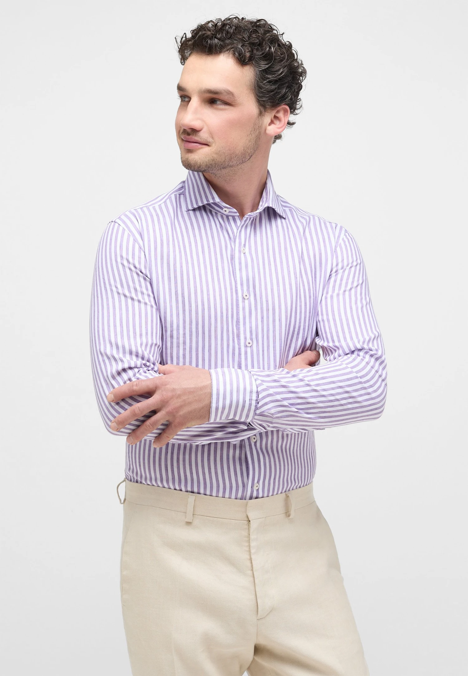 Eterna Gestreiftes Soft Tailoring- Zakelijk Overhemd - Pflaume 3 Eterna Gestreiftes Soft Tailoring- Zakelijk Overhemd - Pflaume