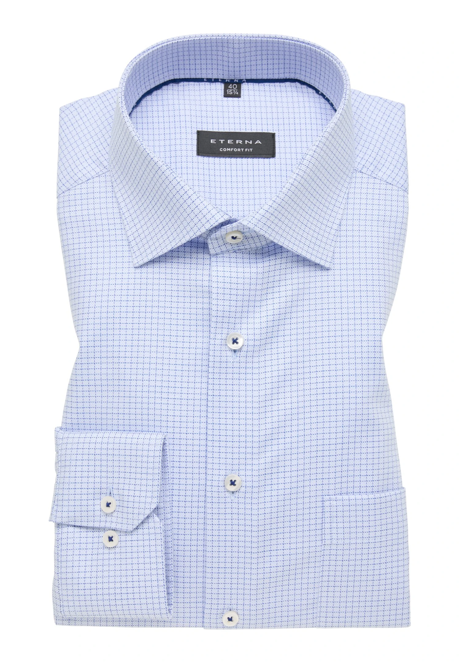 Eterna Kariertes Twill Comfort Fit - Zakelijk Overhemd - Blau 8 Eterna Kariertes Twill Comfort Fit - Zakelijk Overhemd - Blau - Afbeelding 6