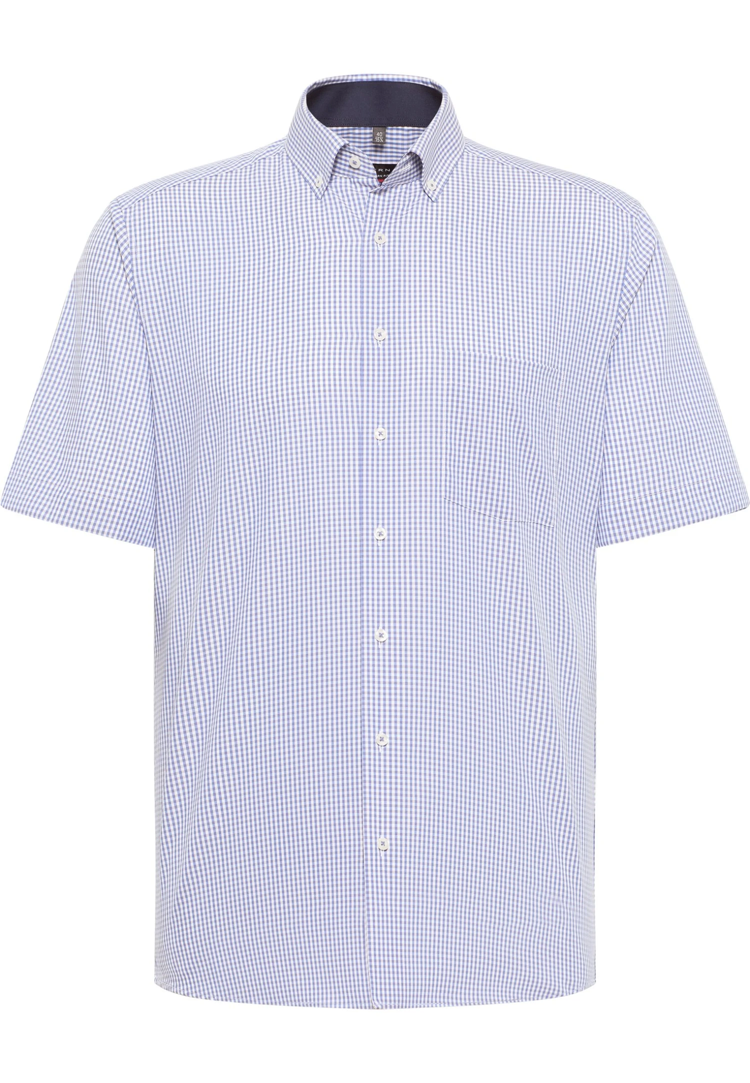 Eterna Kariertes Kurzarm Modern Fit - Overhemd - Blau 6 Eterna Kariertes Kurzarm Modern Fit - Overhemd - Blau - Afbeelding 4